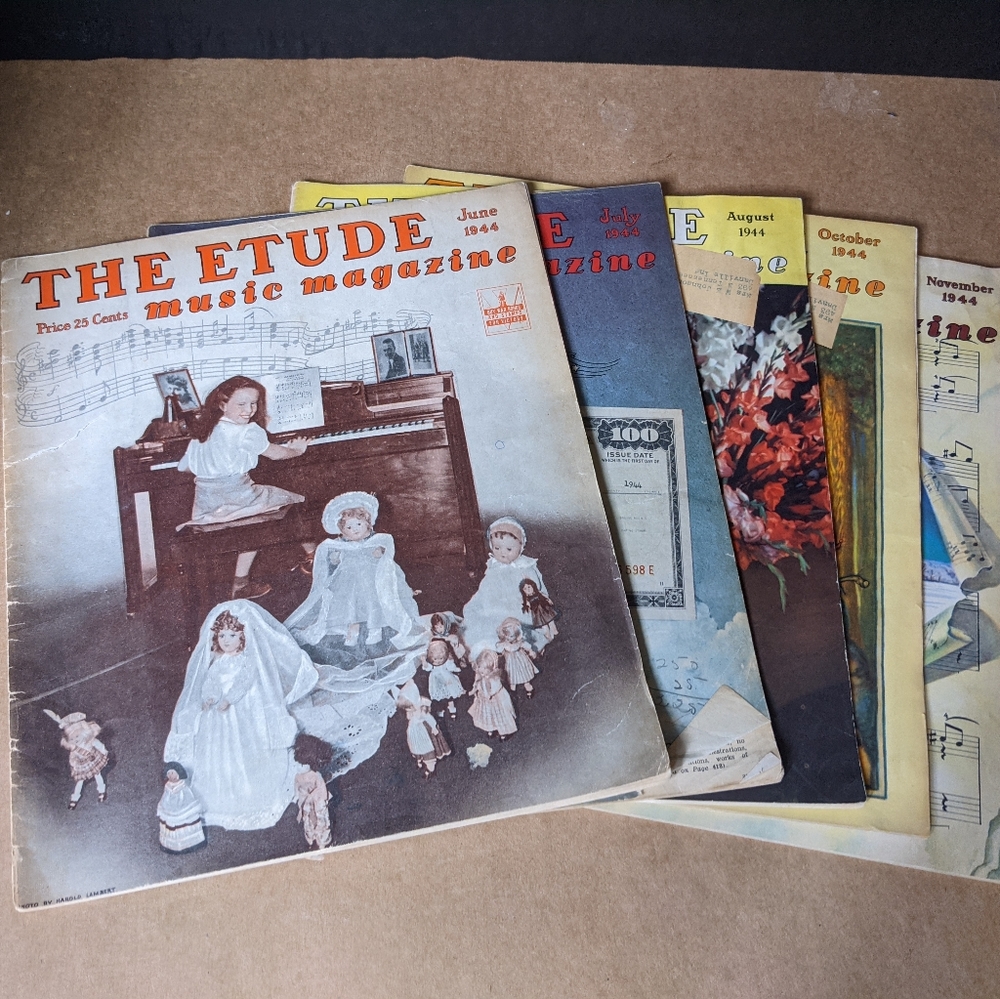 5 Etude Music Magazines from 1944